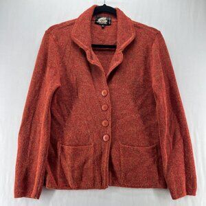 Cumbre Blazer Jacket Women S Alpaca Knit Collared Button Up Pockets Burnt Orange